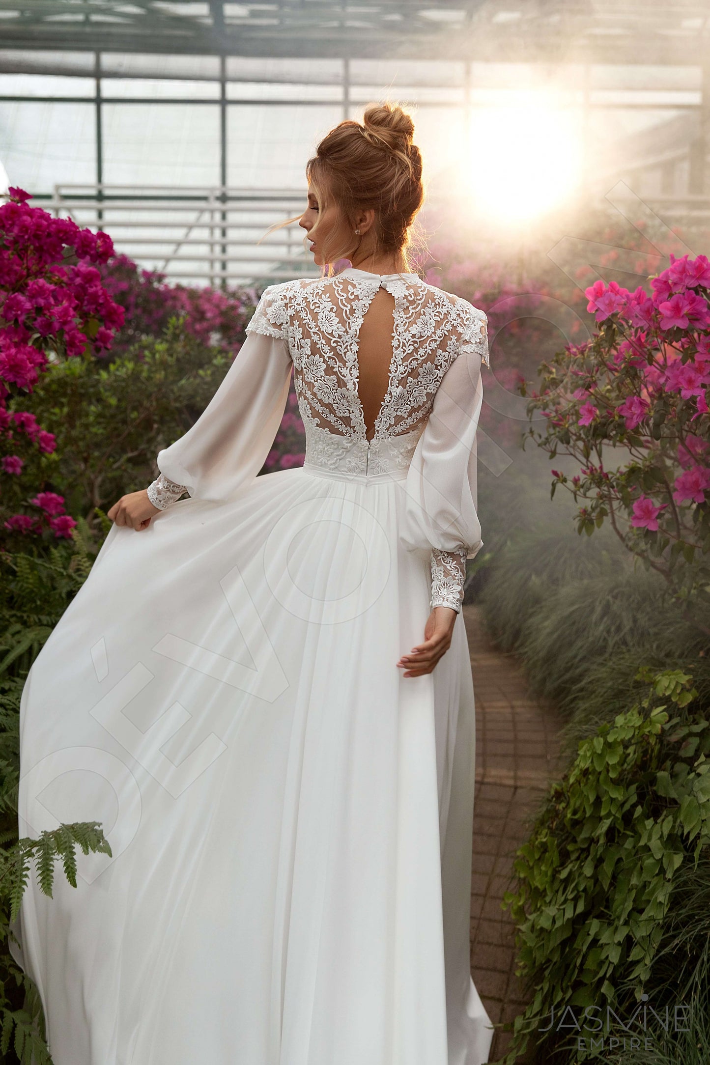 Melanie Full back A-line Long sleeve Wedding Dress 3