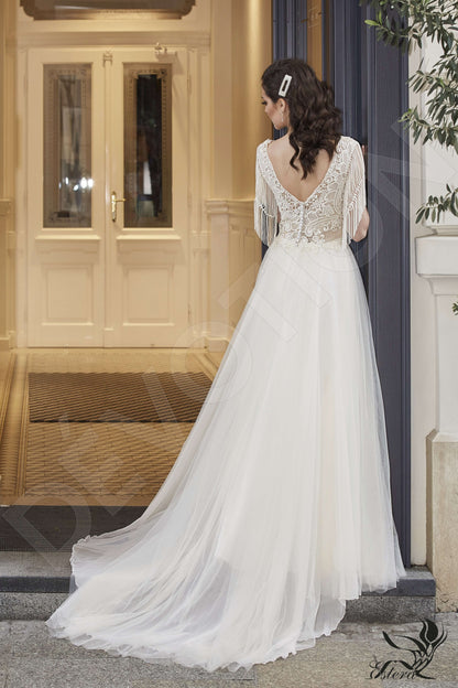 Szafira Open back A-line Short/ Cap sleeve Wedding Dress Back