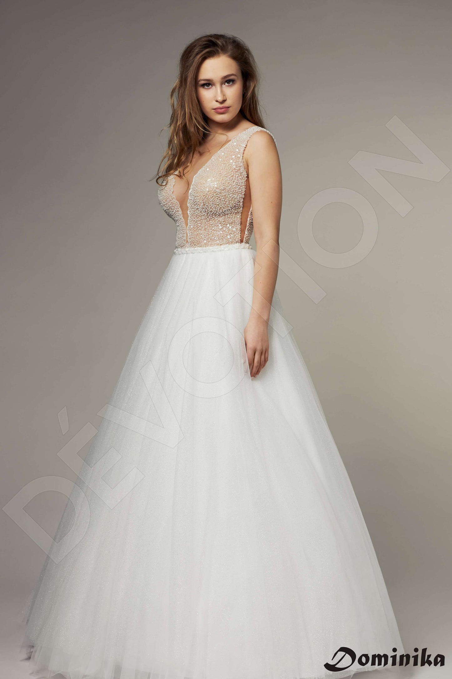 Azalee Open back A-line Sleeveless Wedding Dress Front
