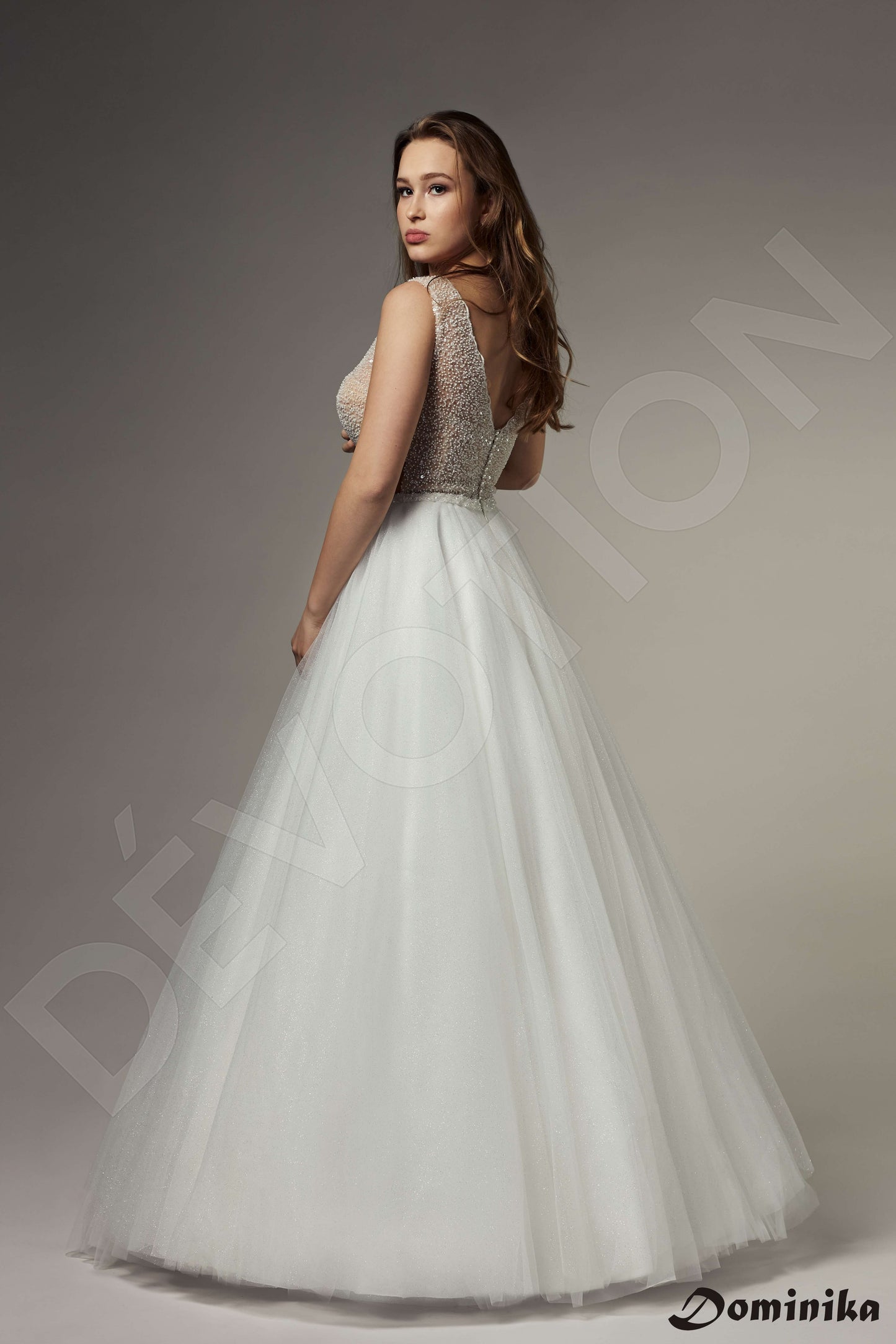 Azalee Open back A-line Sleeveless Wedding Dress Back