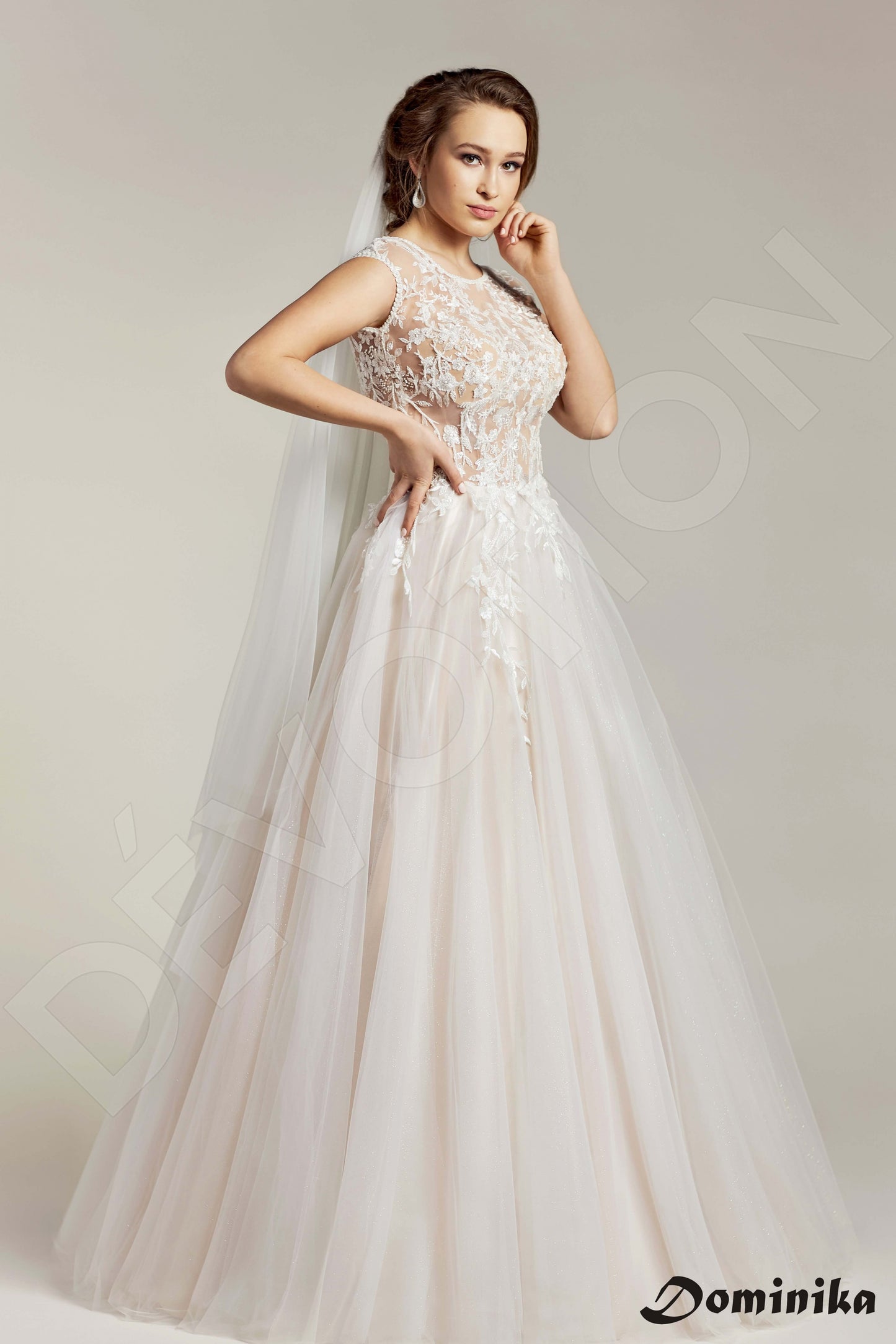 Azami Full back A-line Sleeveless Wedding Dress Front