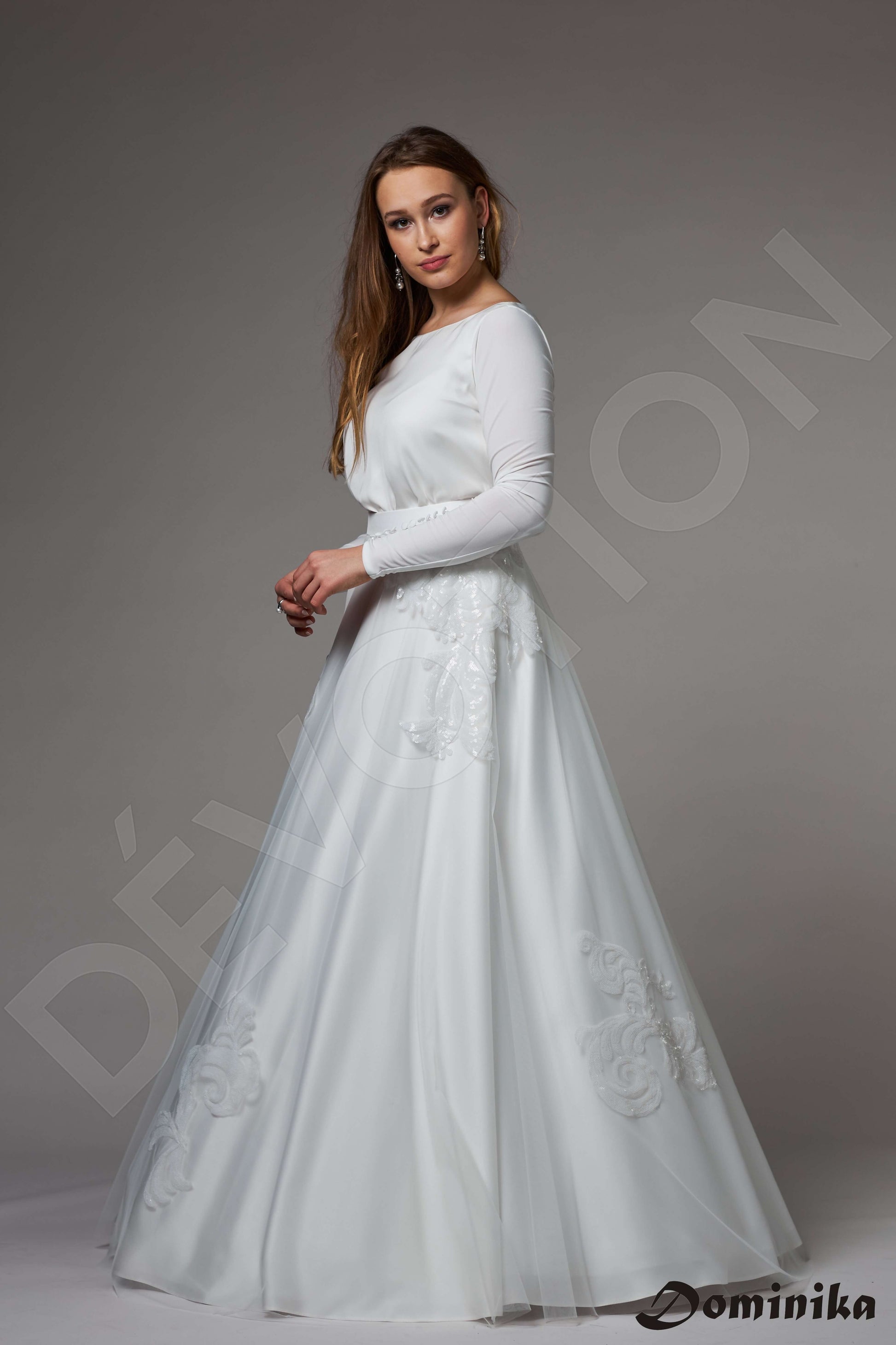 Betony A-line Boat/Bateau Ivory Wedding dress