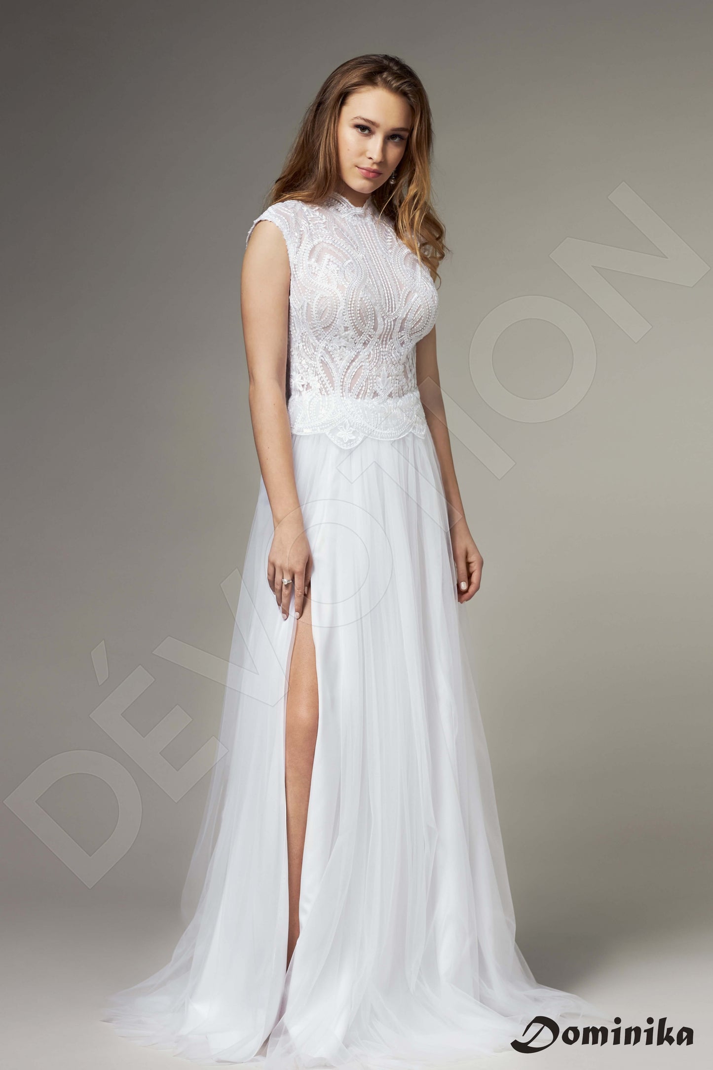 Calanthe Full back A-line Sleeveless Wedding Dress Front