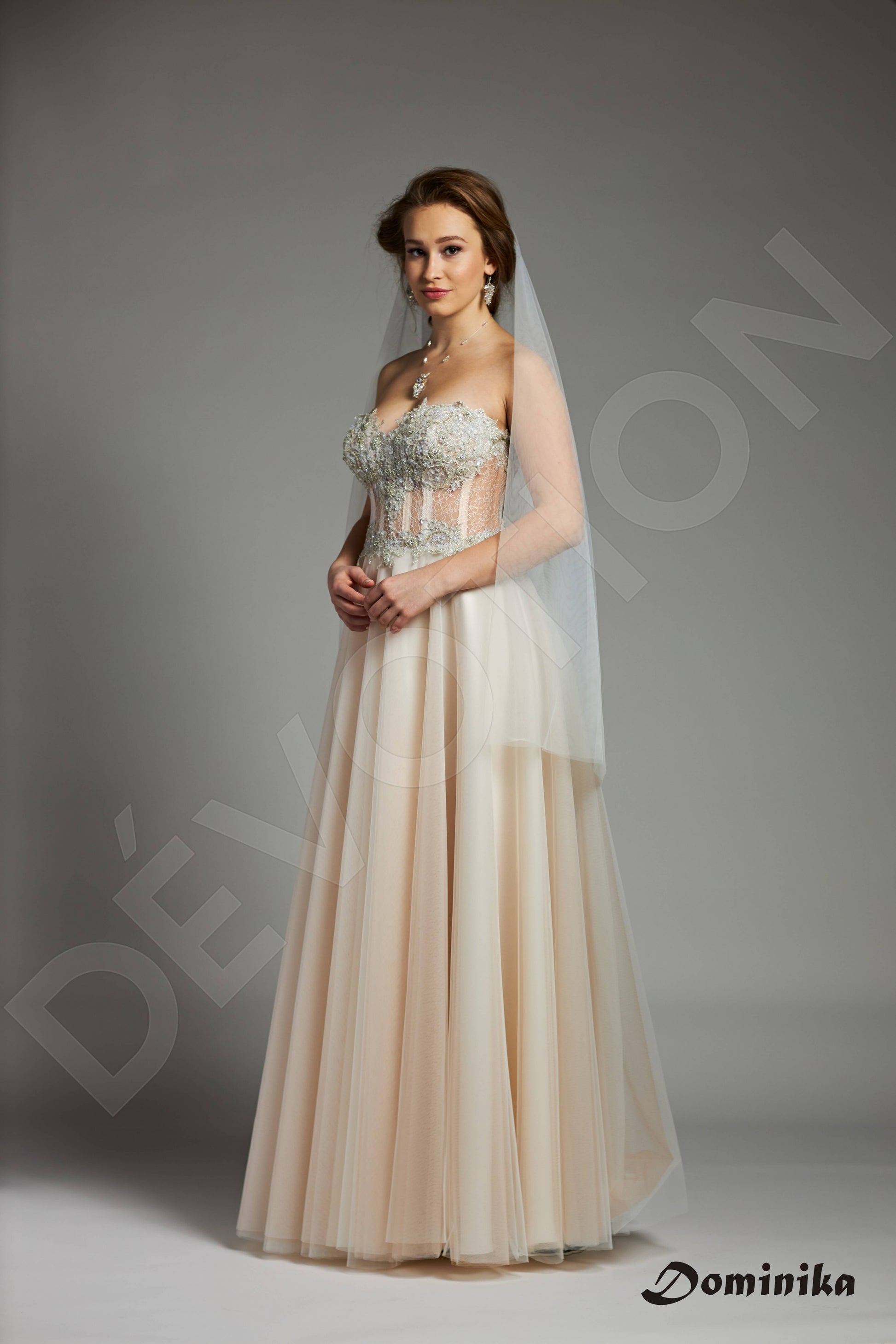 Cannas A-line Sweetheart Ivory Cappuccino Wedding dress