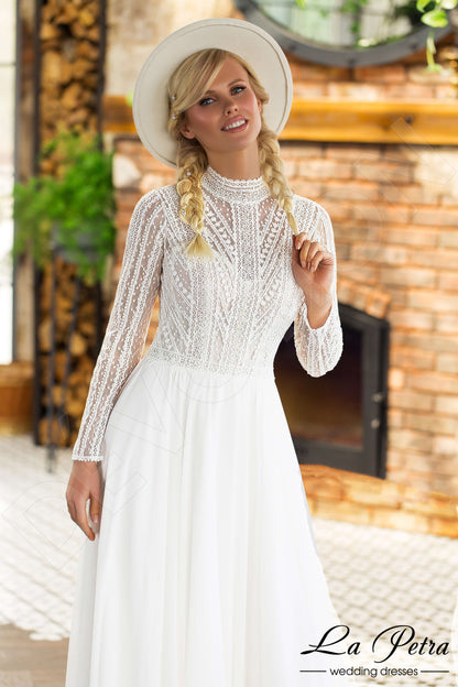 Devi Full back A-line Long sleeve Wedding Dress 2