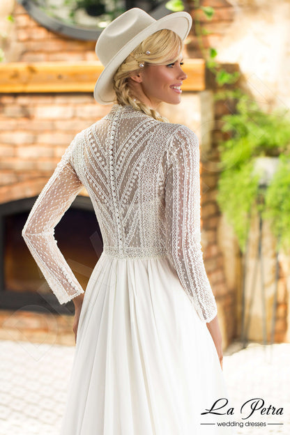 Devi Full back A-line Long sleeve Wedding Dress 3