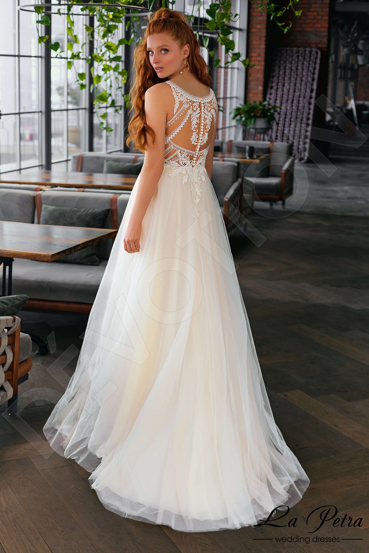 Enna Illusion back A-line Sleeveless Wedding Dress Back