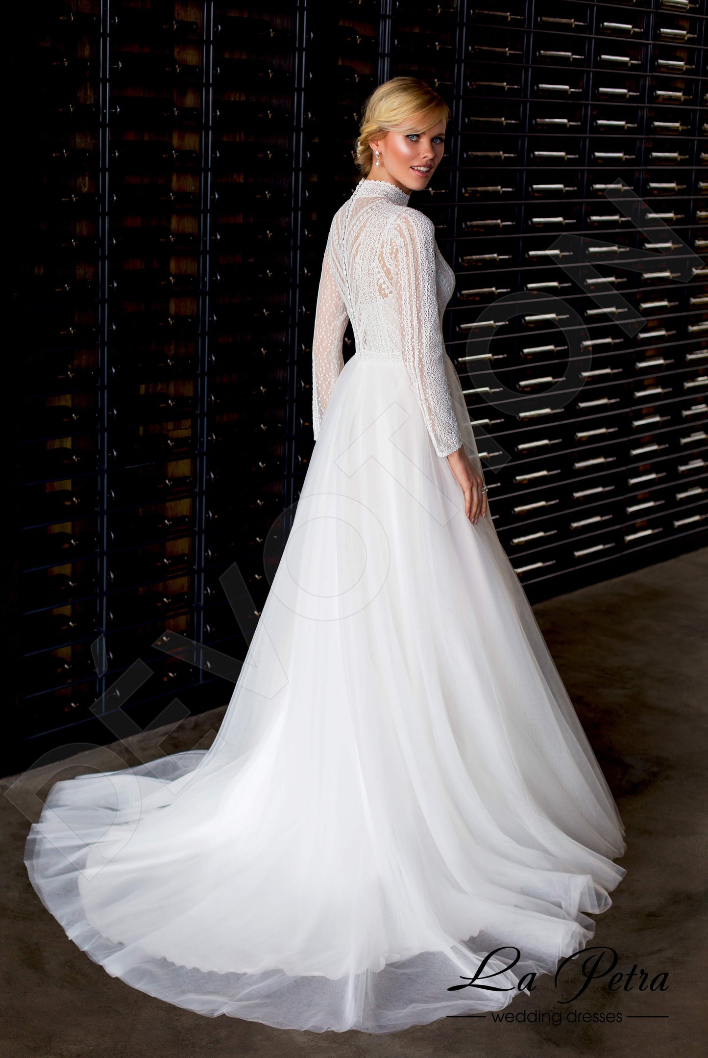 Leina Full back A-line Long sleeve Wedding Dress Back