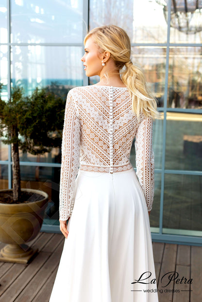 Odele Full back A-line Long sleeve Wedding Dress 4