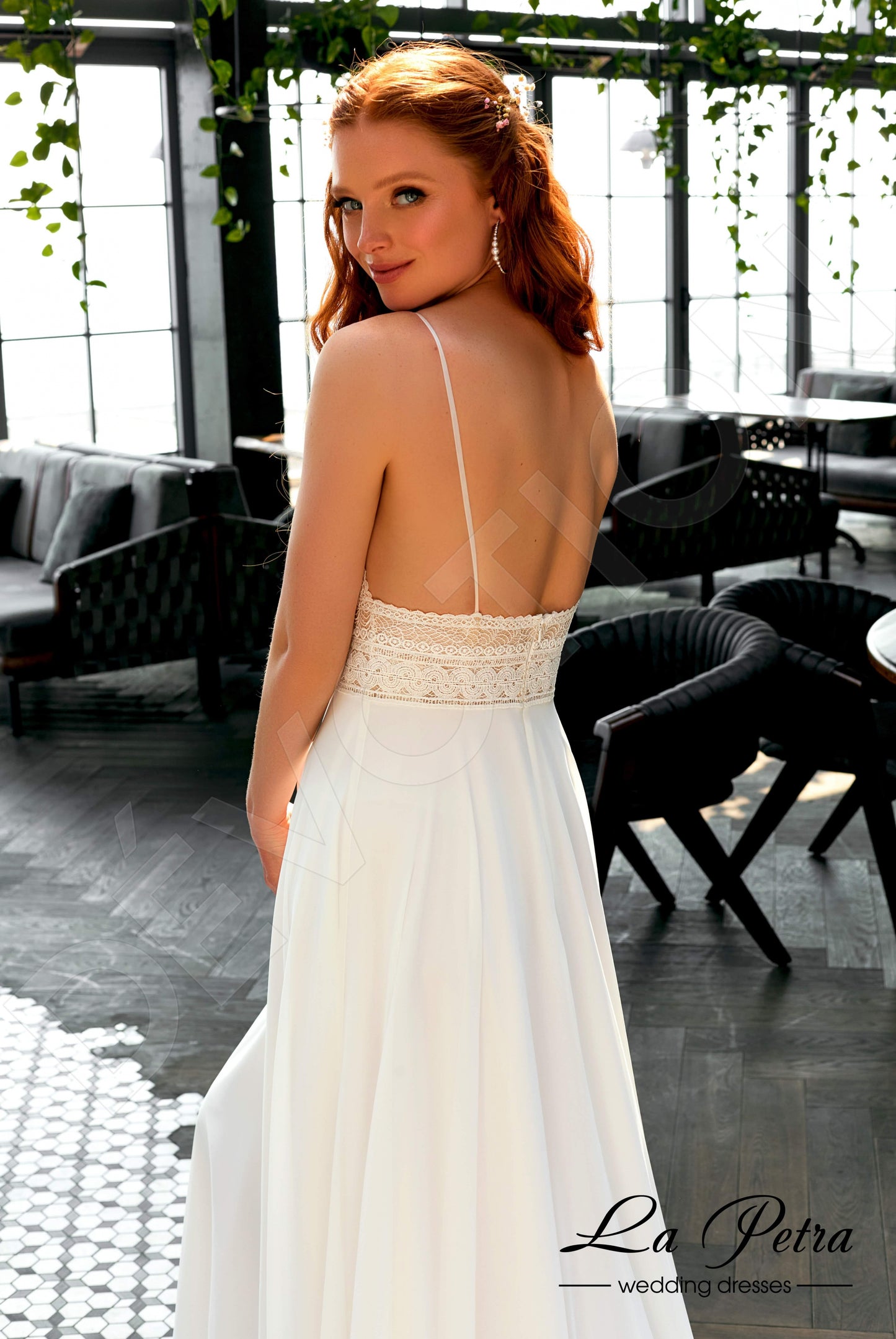 Ozara Open back A-line Long sleeve Wedding Dress 8