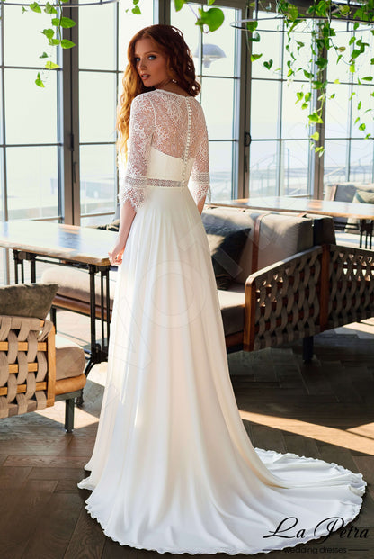 Hetti Full back A-line 3/4 sleeve Wedding Dress Back