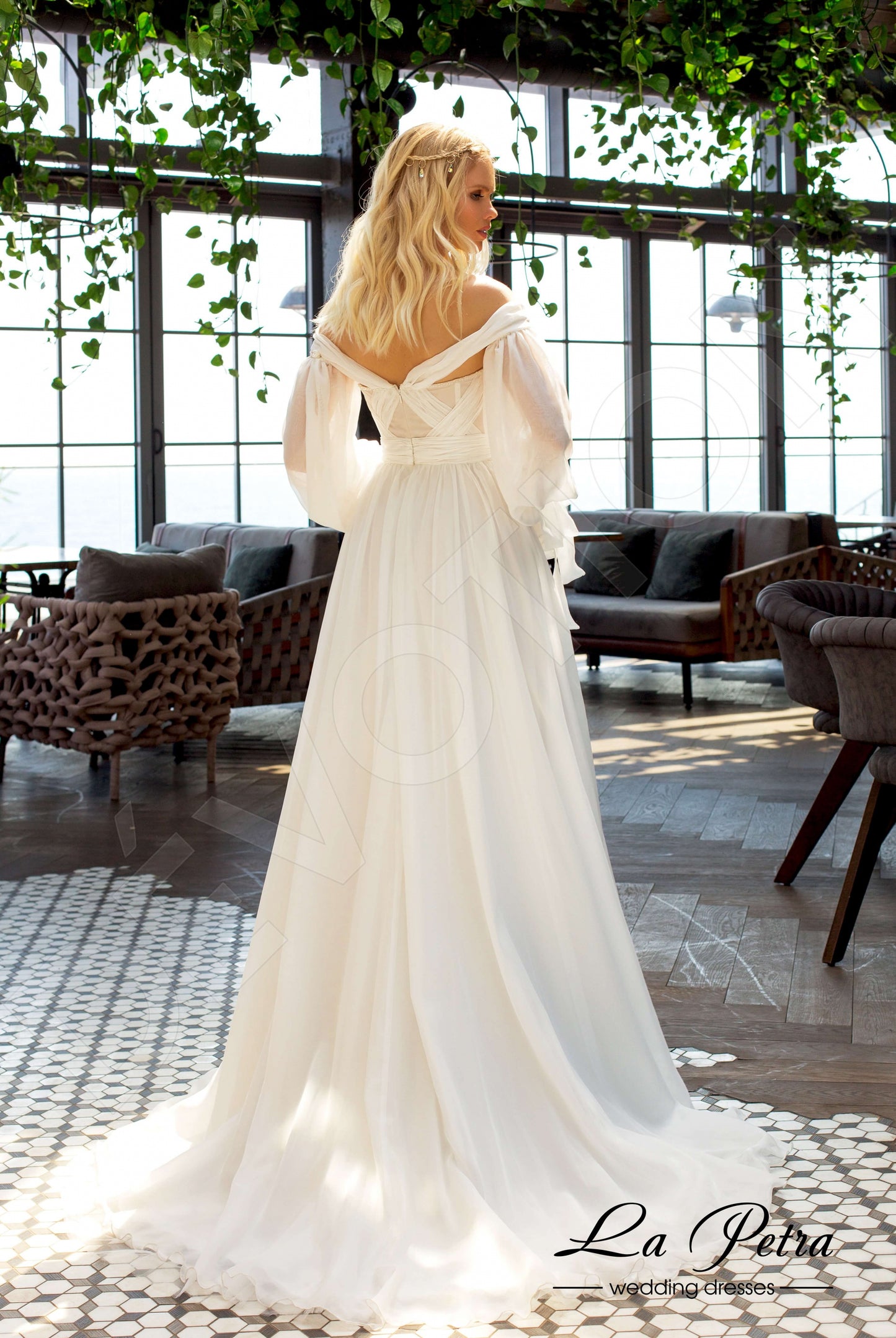 Esmee Open back A-line Long sleeve Wedding Dress Back