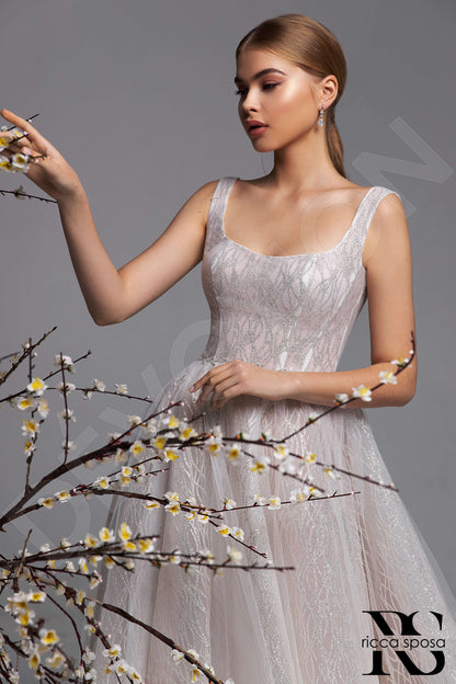 Elizia Open back A-line Sleeveless Wedding Dress Front