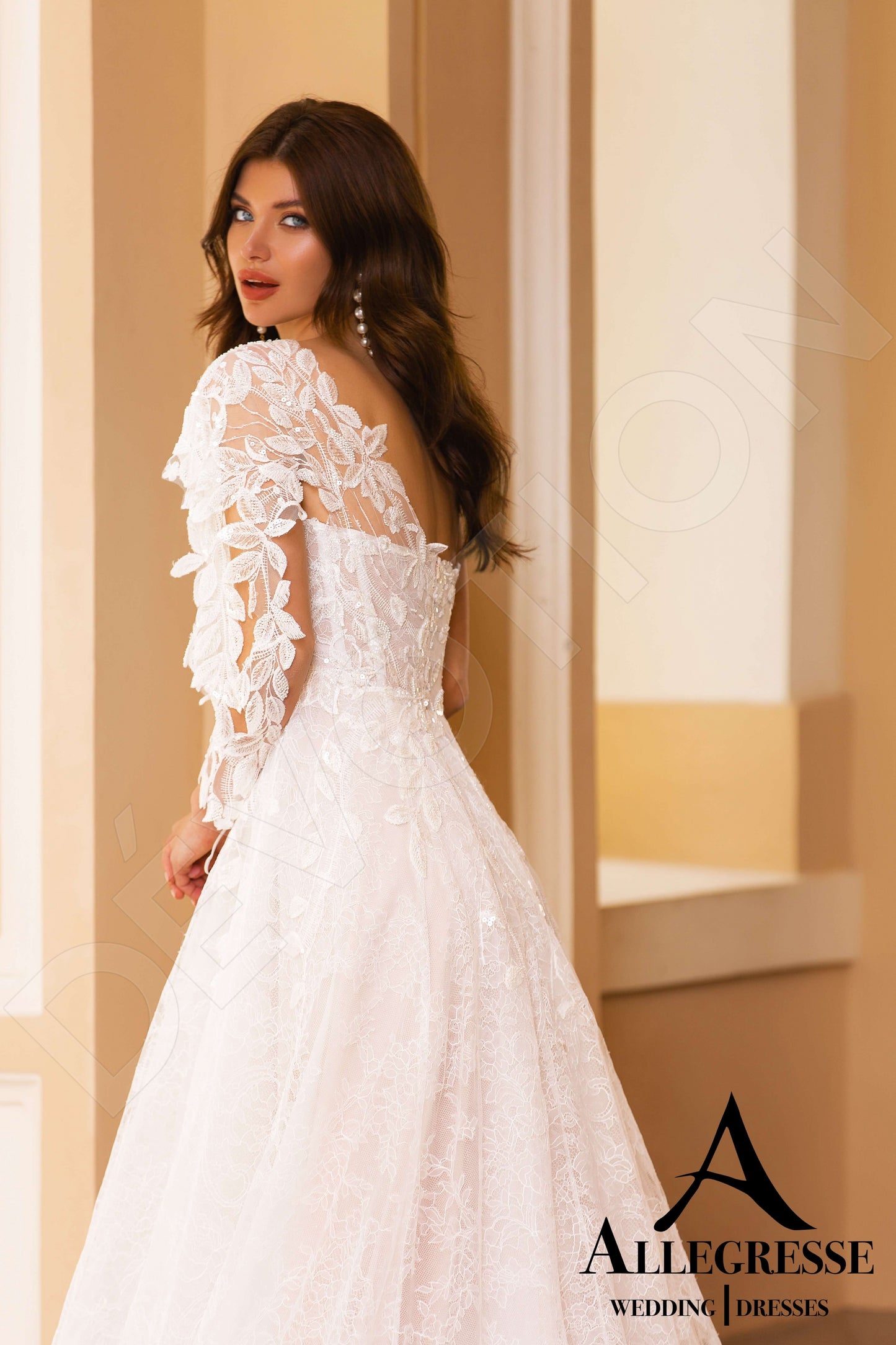 Dorianna Open back A-line One sleeve Wedding Dress 9