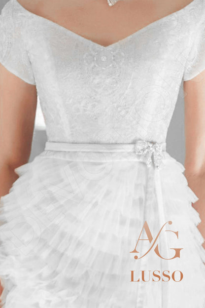Paulita Open back A-line Short/ Cap sleeve Wedding Dress 6