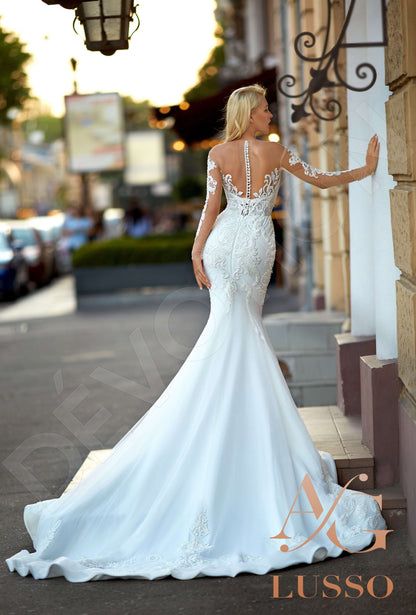 Elvirina Illusion back Trumpet/Mermaid Long sleeve Wedding Dress Back
