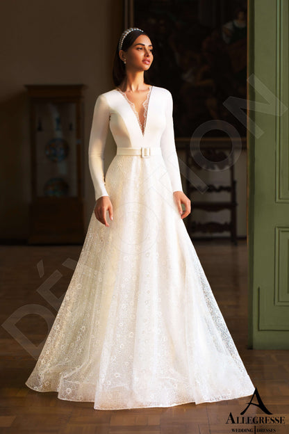 Osina Illusion back Princess/Ball Gown Long sleeve Wedding Dress 7
