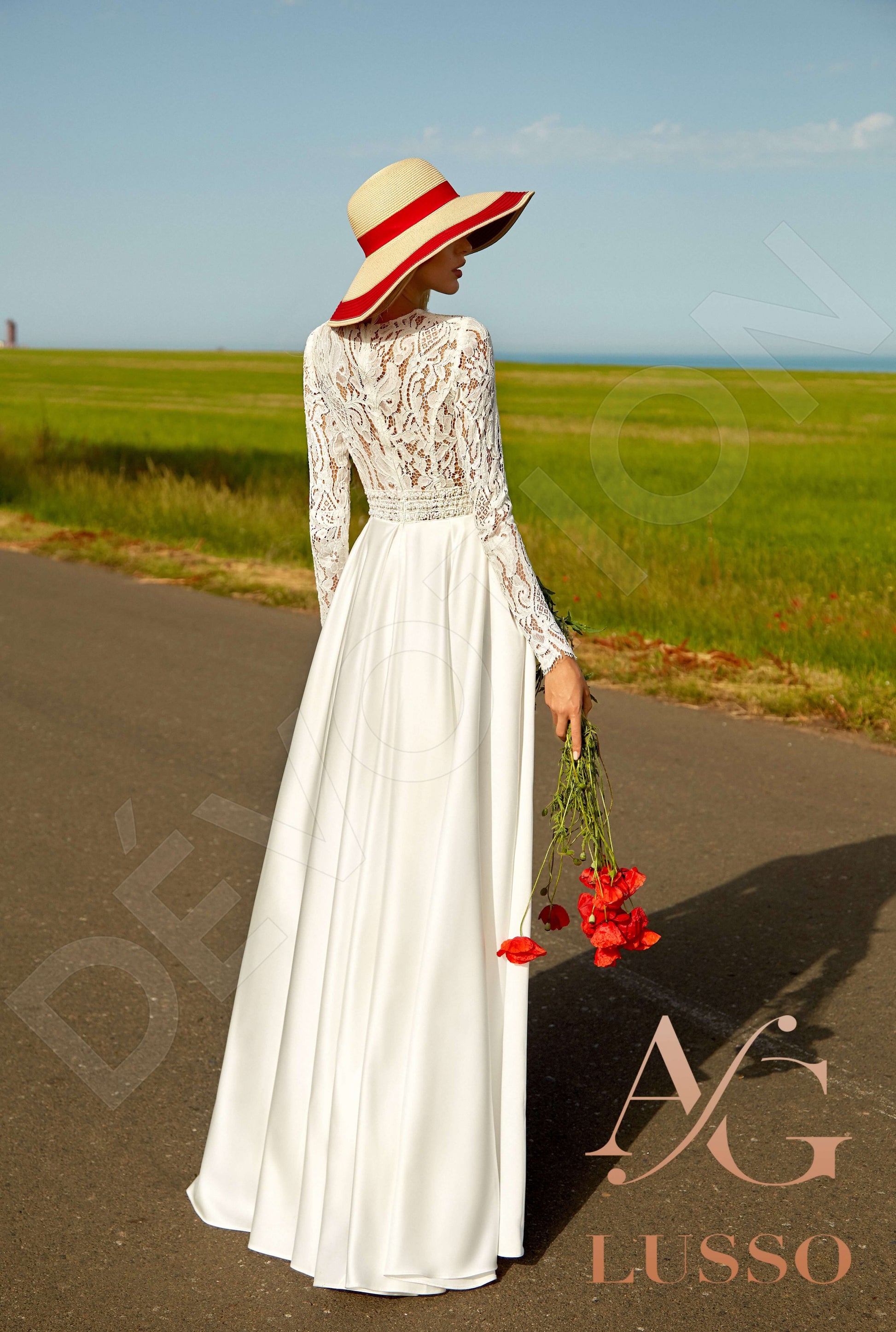Shirley A-line Jewel Milk Wedding dress