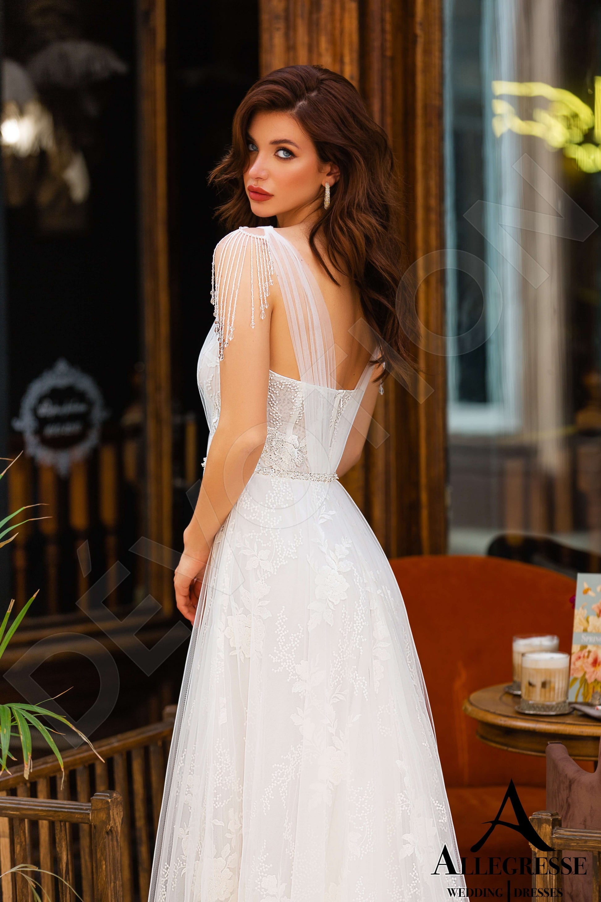 Ferise A-line V-neck Milk Wedding dress