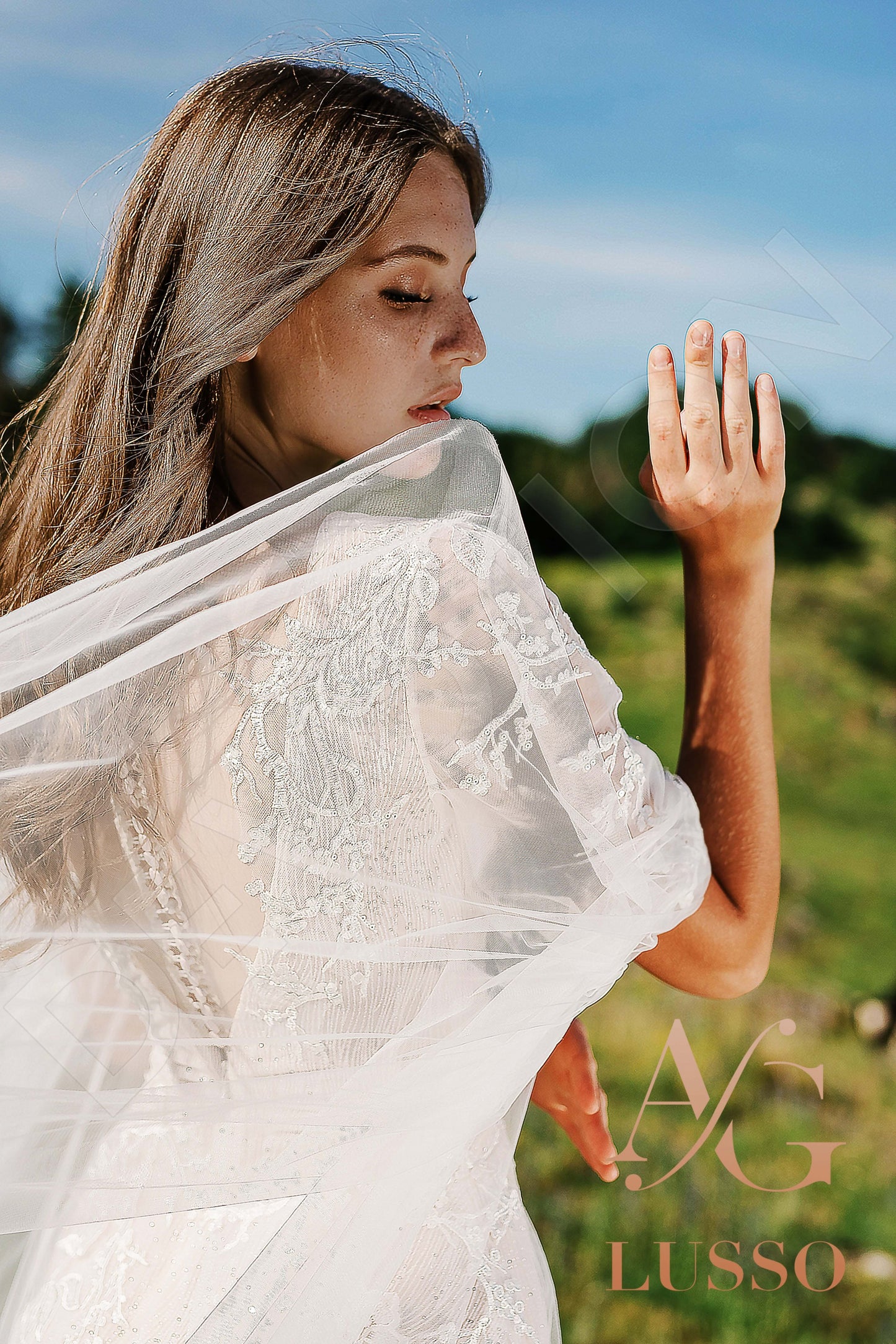 Bisa Full back A-line Long sleeve Wedding Dress 15