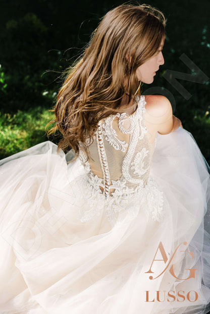 Akiba Illusion back A-line Sleeveless Wedding Dress 11