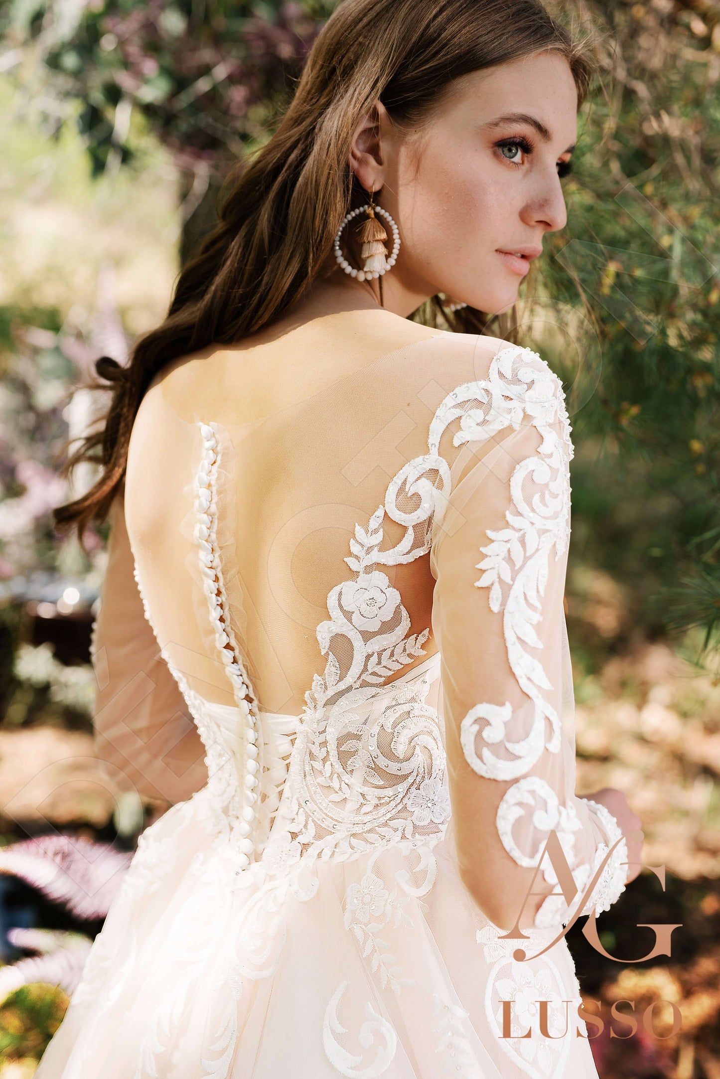 Adora Illusion back A-line Long sleeve + Décor Wedding Dress 7