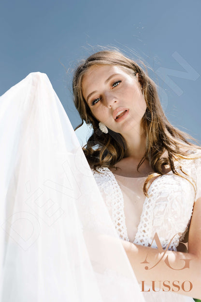 Edwina Open back A-line Short/ Cap sleeve Wedding Dress 9
