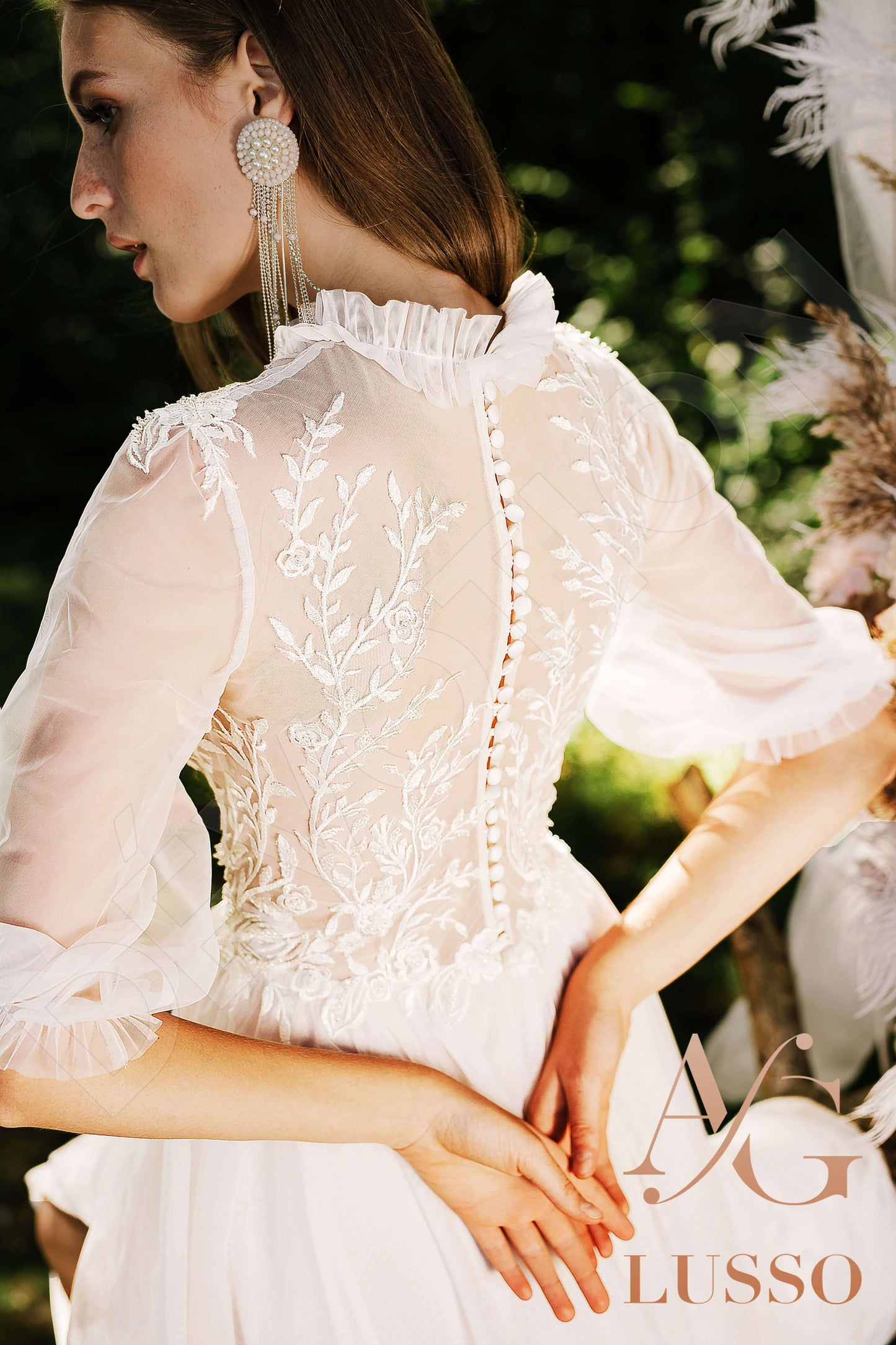 Eloise Full back A-line 3/4 sleeve Wedding Dress 4