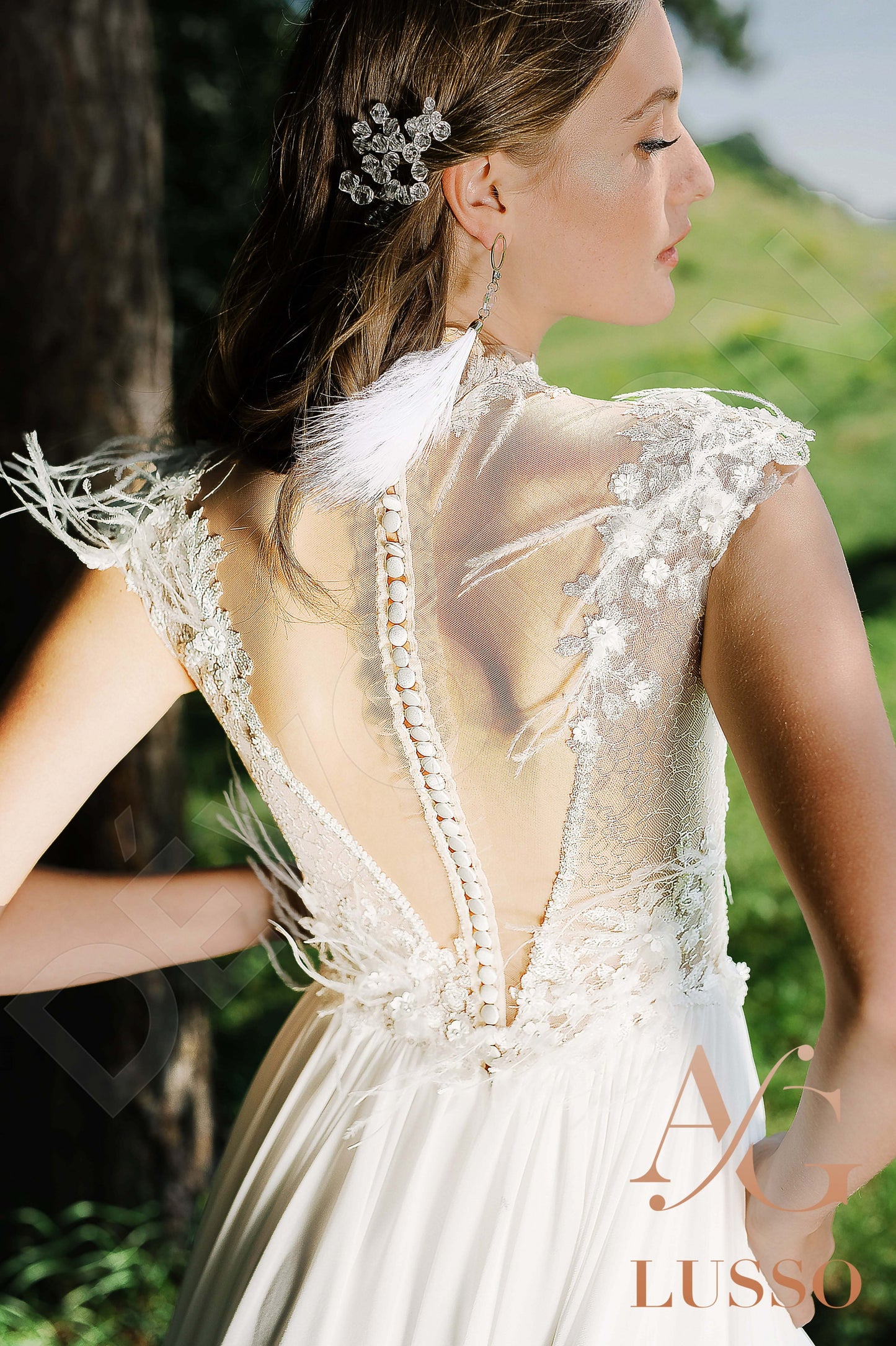 Jovita Illusion back A-line Sleeveless Wedding Dress 3