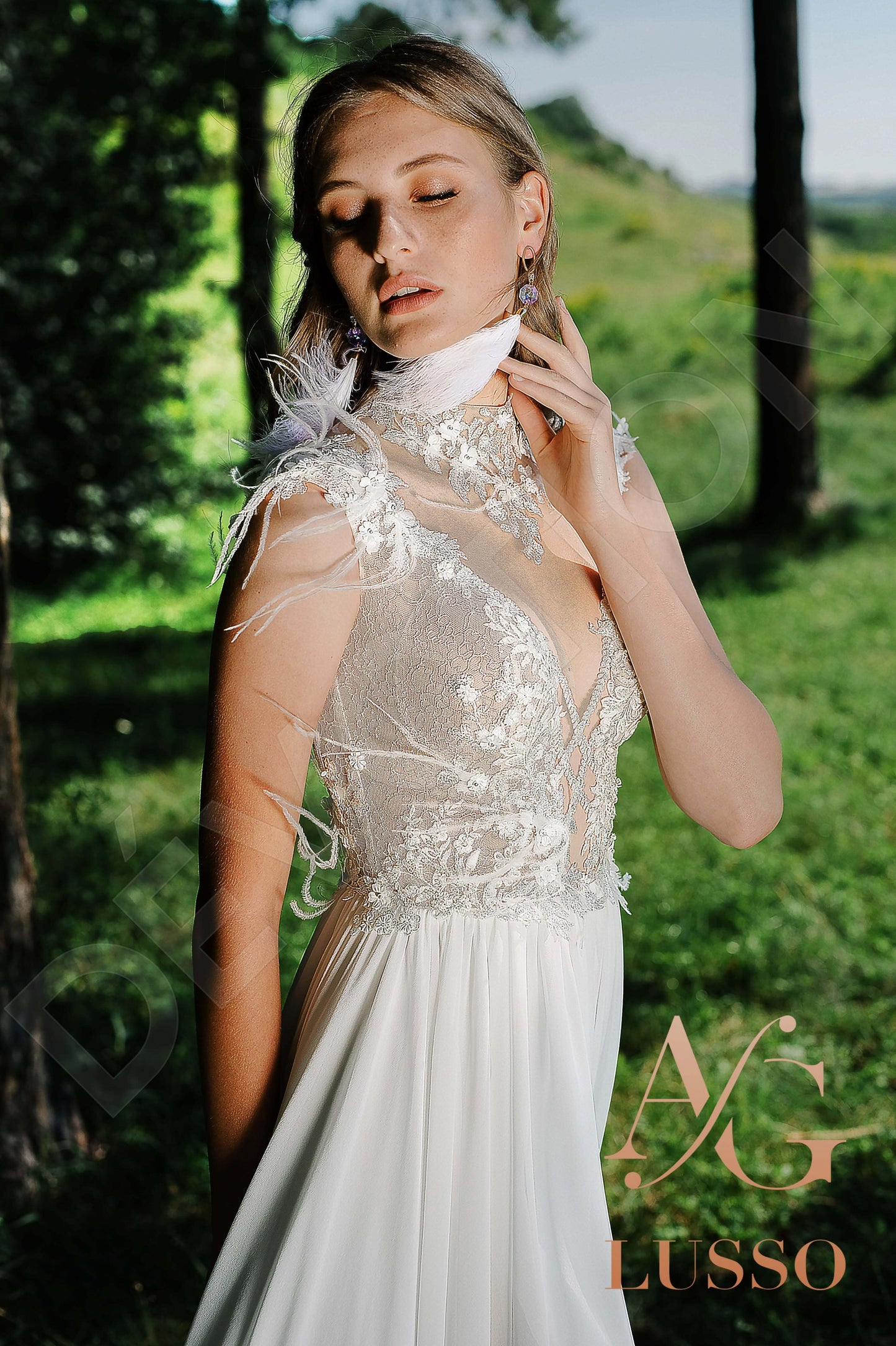 Jovita Illusion back A-line Sleeveless Wedding Dress 5