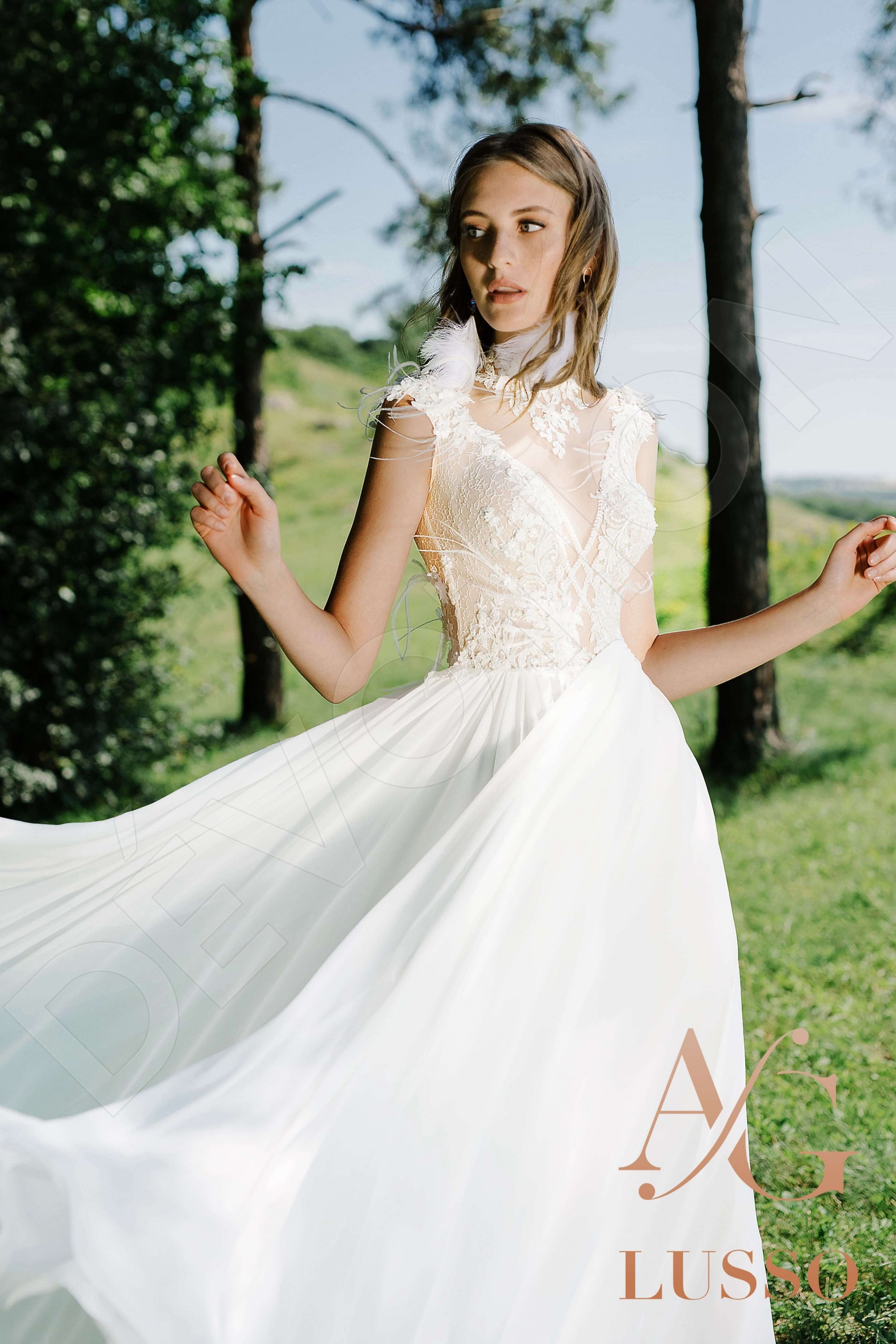 Jovite A-line Illusion Ivory Wedding dress