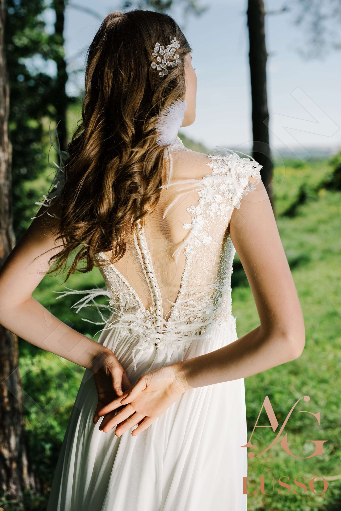Jovita Illusion back A-line Sleeveless Wedding Dress 12