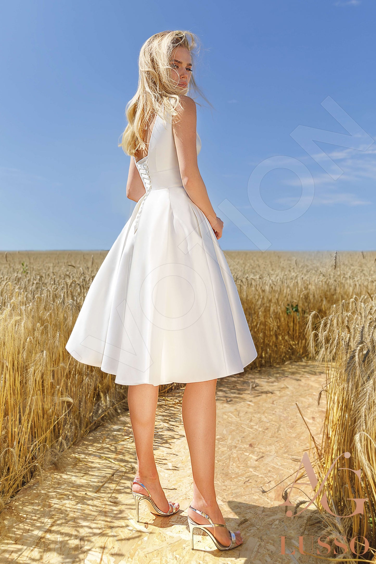 Gracyn Open back A-line Sleeveless Wedding Dress Back