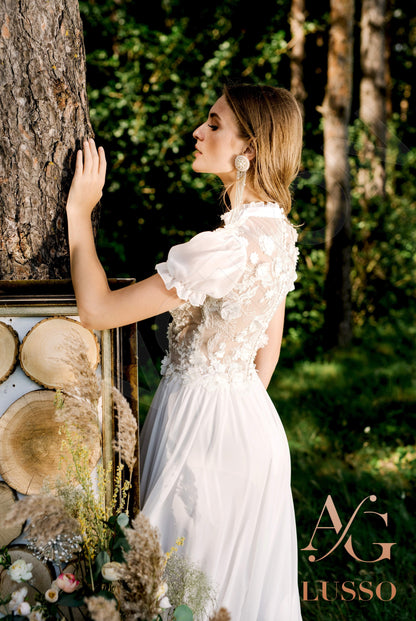 Kalinda Full back A-line Short/ Cap sleeve Wedding Dress 9