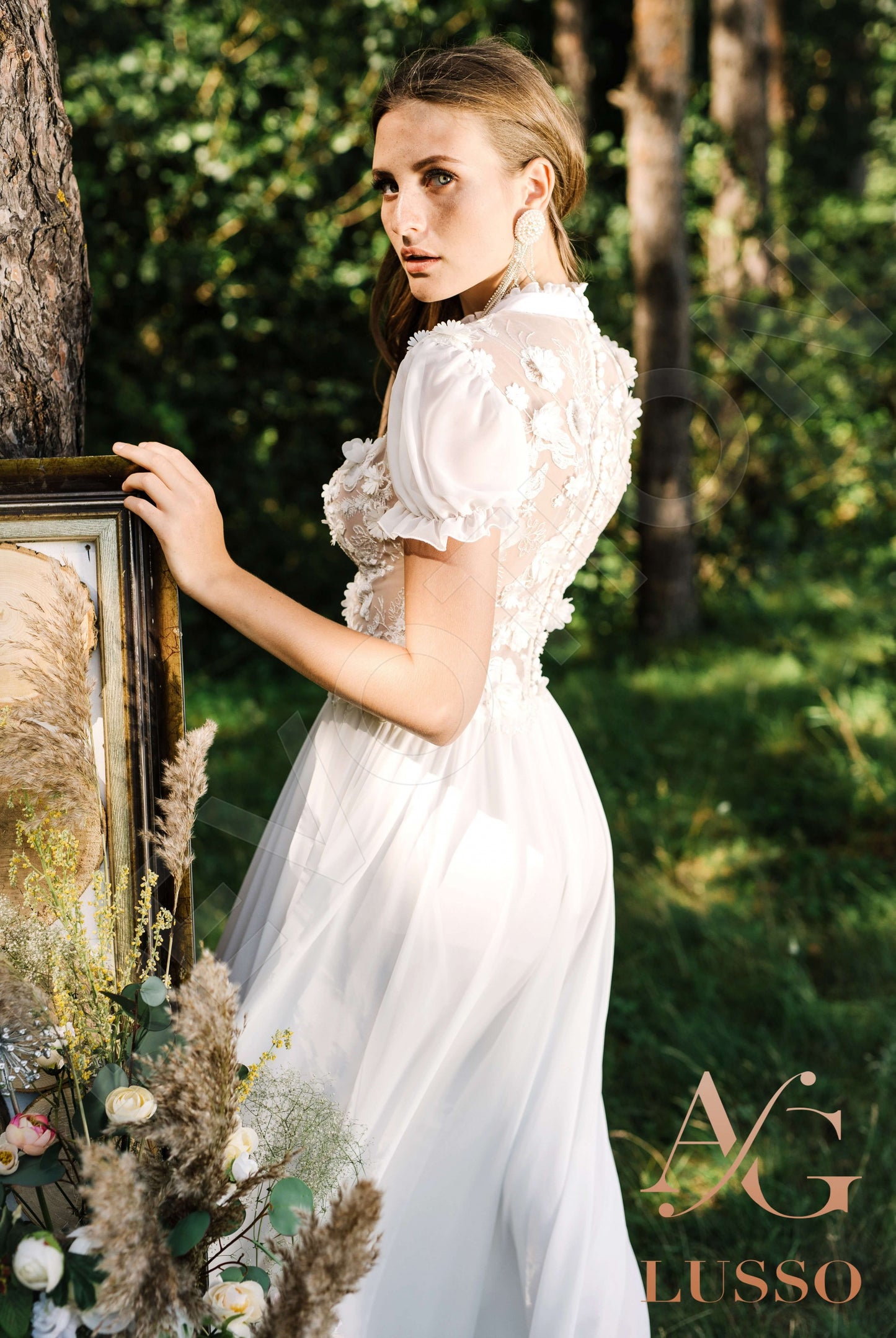 Kalinda Full back A-line Short/ Cap sleeve Wedding Dress 11
