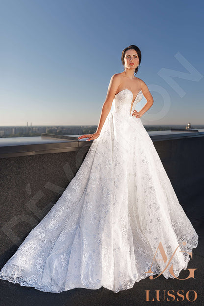 Kiley Illusion back A-line Detachable sleeves Wedding Dress 8