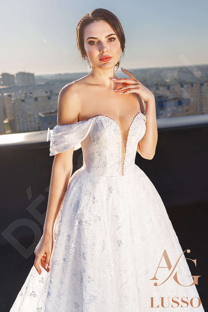 Kiley Illusion back A-line Detachable sleeves Wedding Dress 2