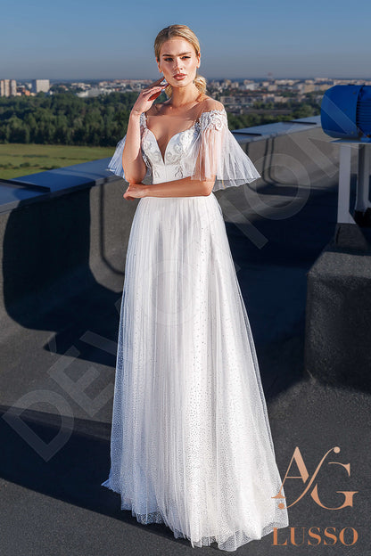 Layan Illusion back A-line Short/ Cap sleeve Wedding Dress 4