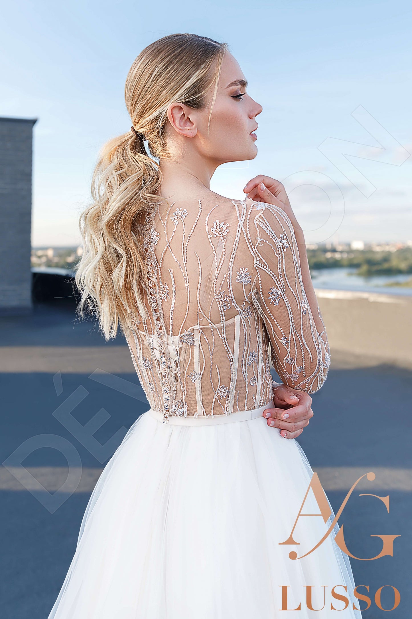 Macy Full back A-line Long sleeve Wedding Dress 3