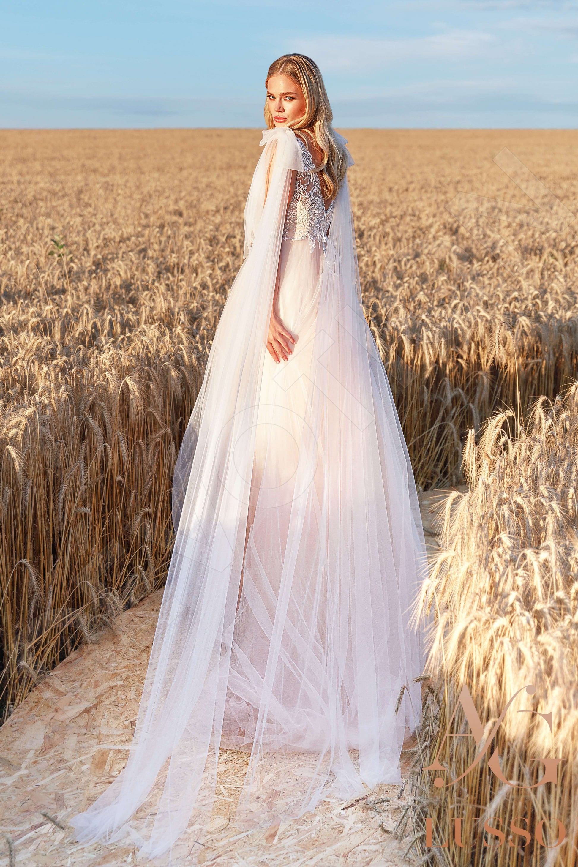 Faiga A-line V-neck Ivory Carne Wedding dress