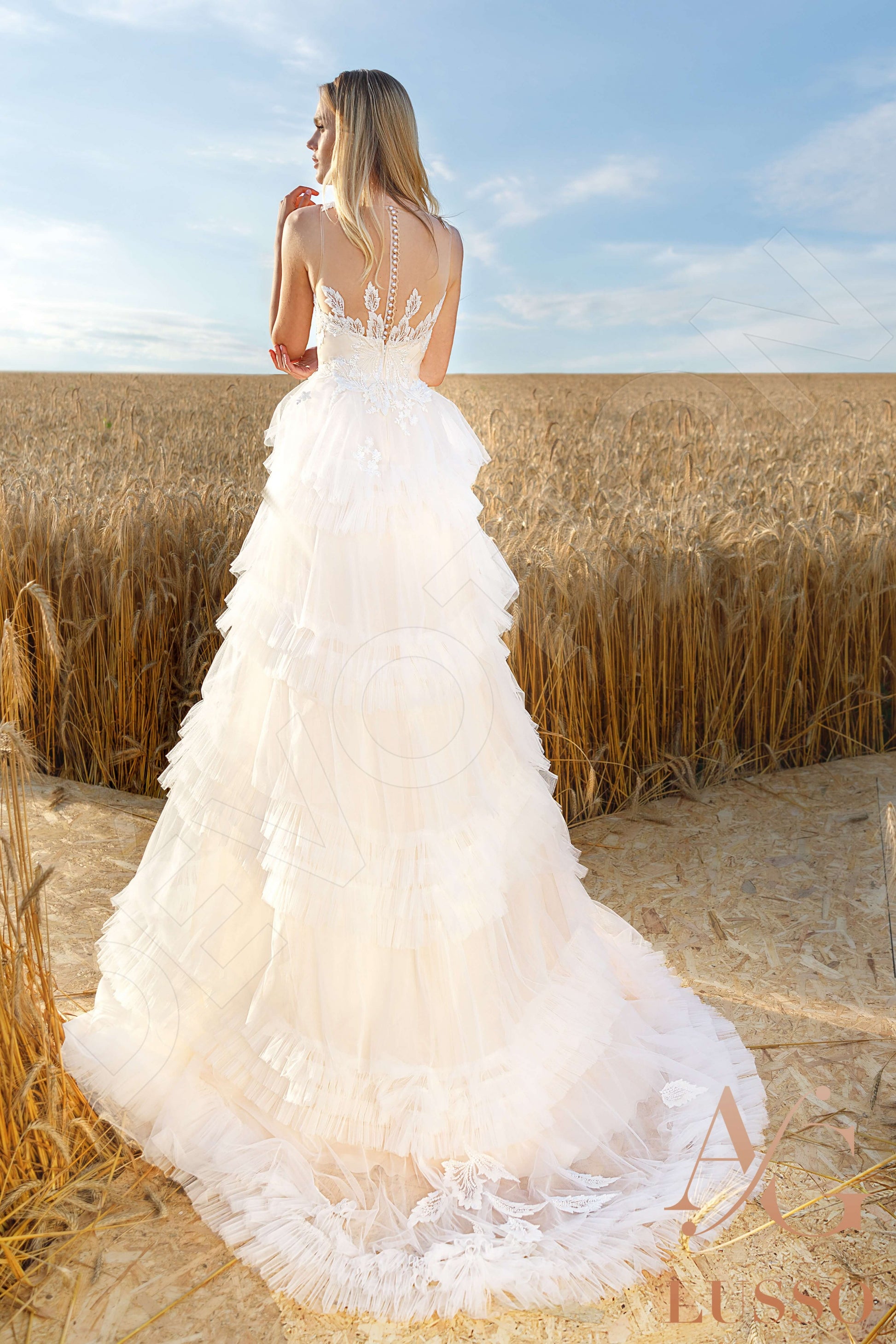Etta A-line V-neck Ivory Carne Wedding dress