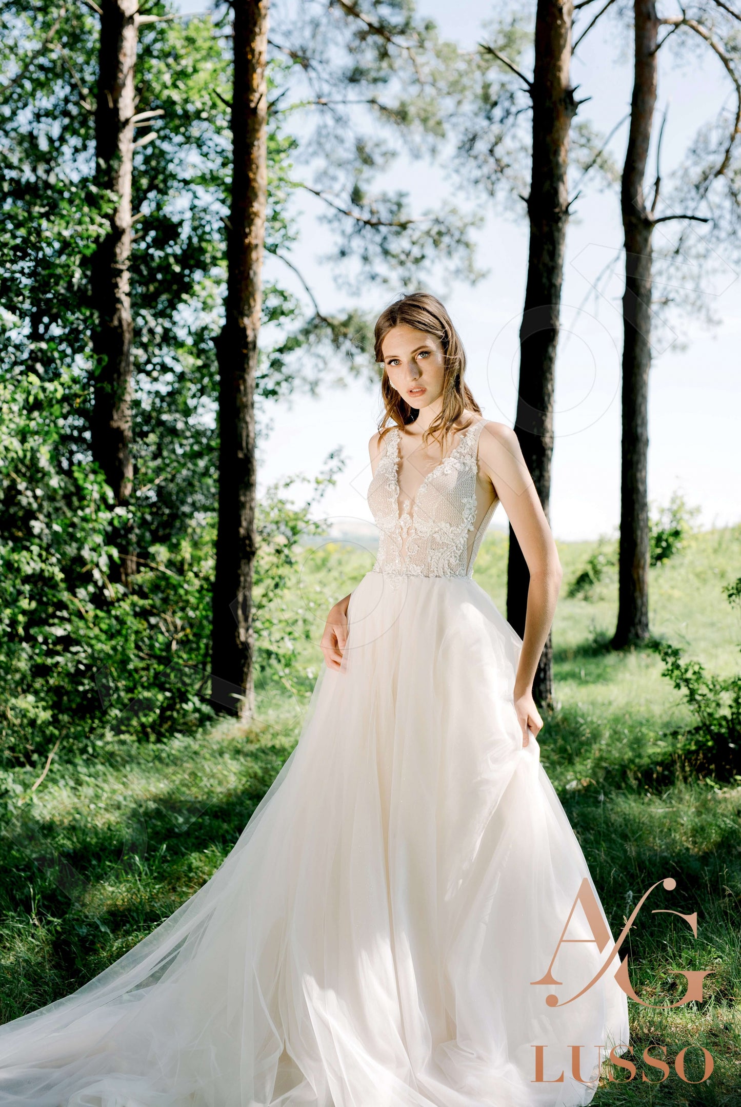 Nichelle Illusion back A-line Sleeveless Wedding Dress 4