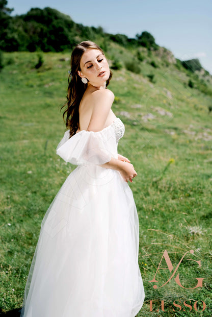 Tahlea Open back A-line Short/ Cap sleeve Wedding Dress 5