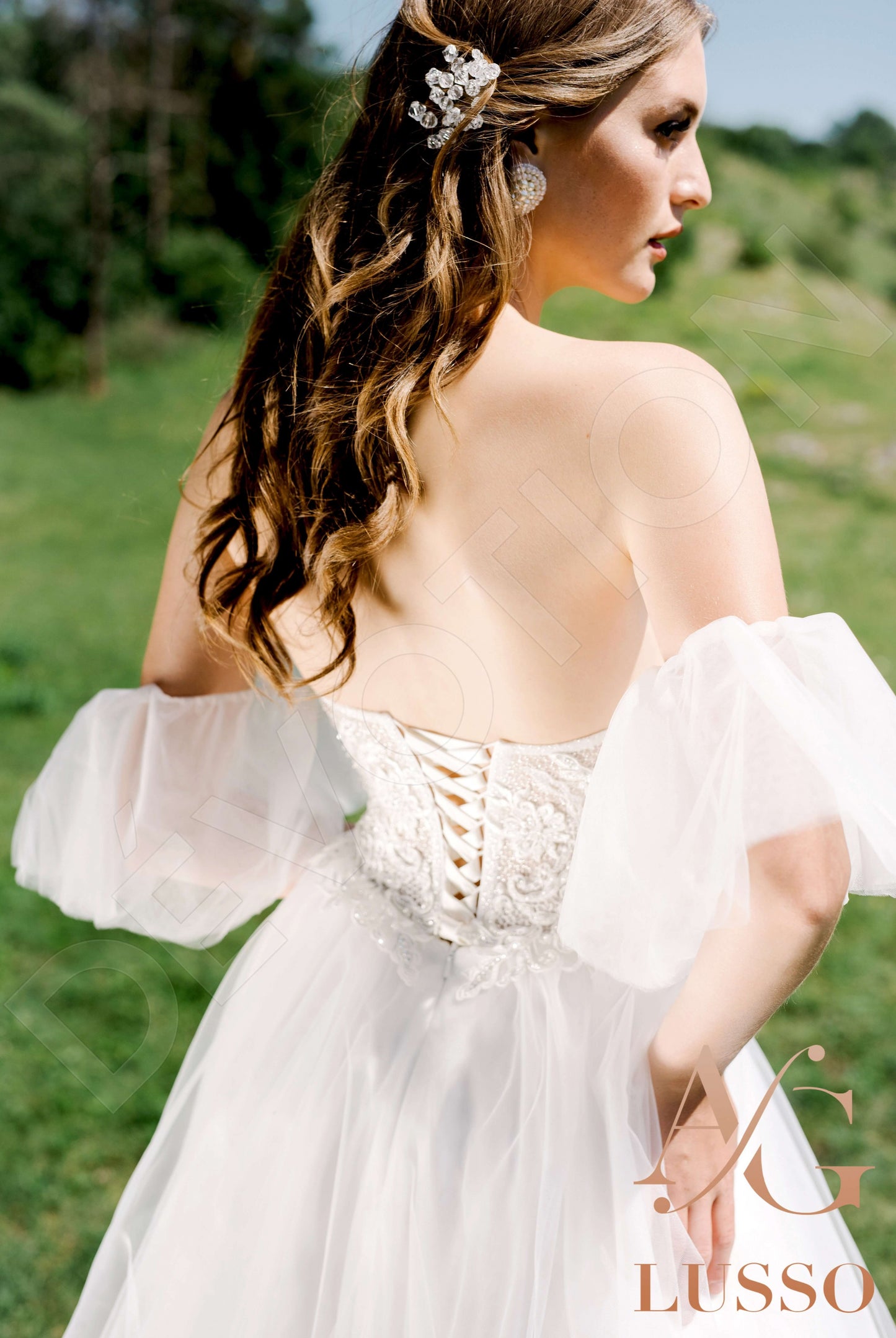 Tahlea Open back A-line Short/ Cap sleeve Wedding Dress 6