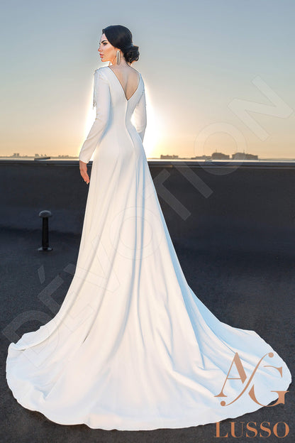 Kiana Open back A-line Long sleeve Wedding Dress Back