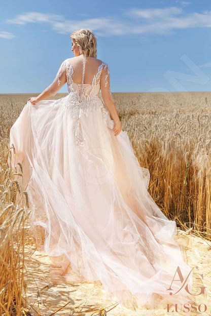 Delani Full back A-line 3/4 sleeve Wedding Dress Back
