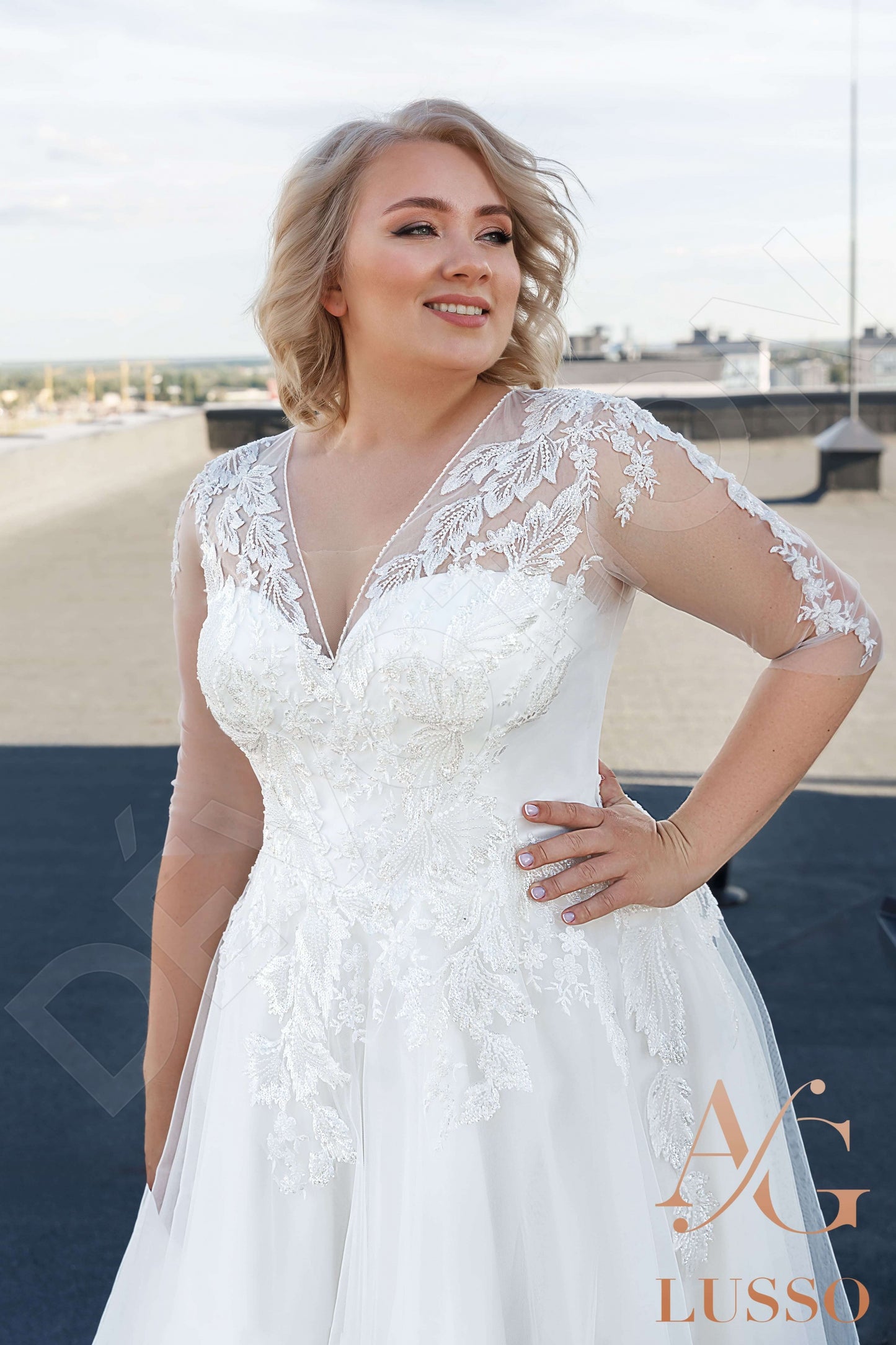 Delani Full back A-line 3/4 sleeve Wedding Dress 4