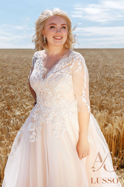 Delani Full back A-line 3/4 sleeve Wedding Dress 2