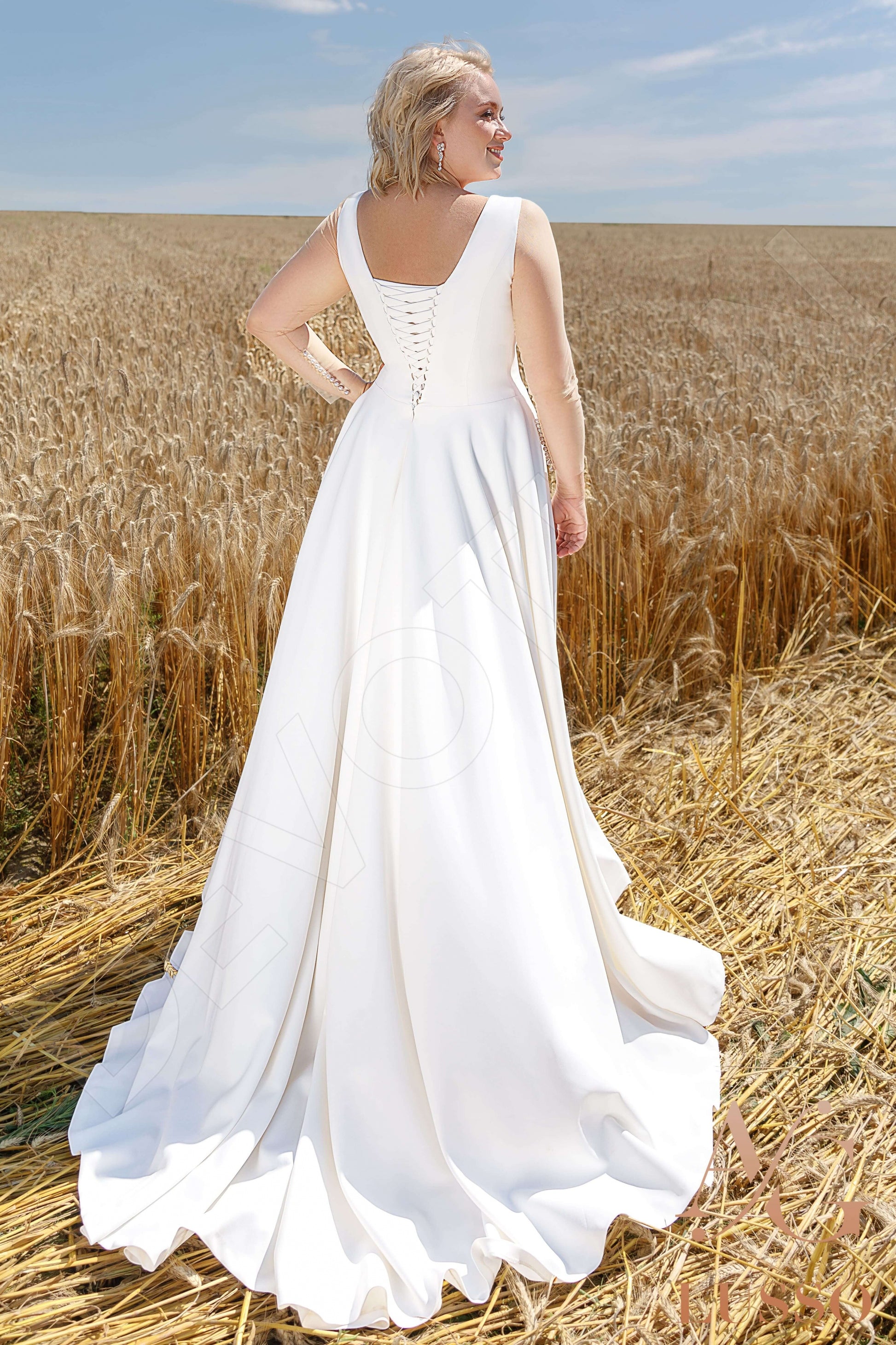 Dayra A-line Jewel Ivory Wedding dress