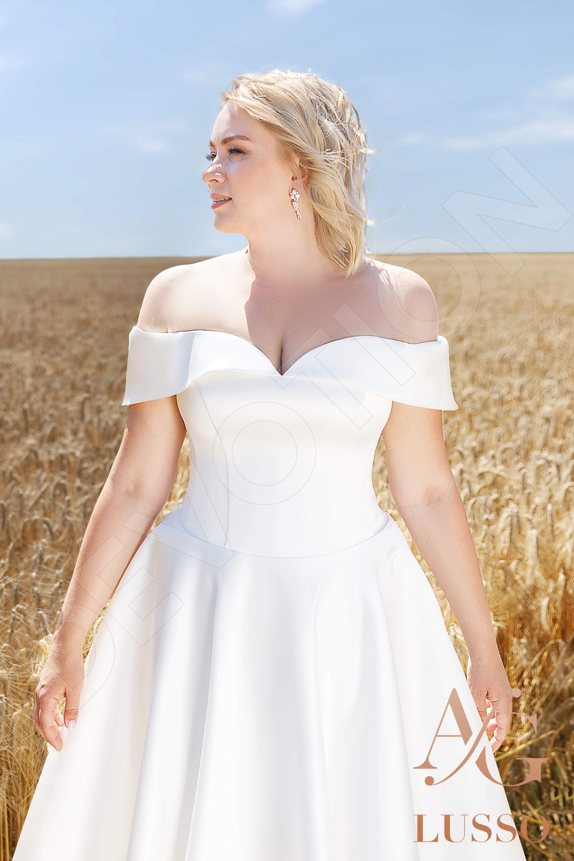 Dakotah A-line Off-shoulder/Drop shoulders Ivory Wedding dress